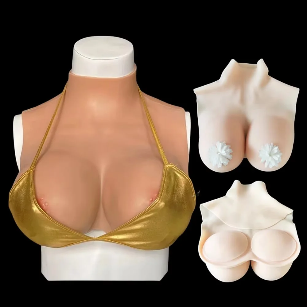 

Artificial Huge Fake Boobs Tits Realistic Silicone Breast Forms Bodysuit for Crossdresser Cosplay Transgender Drag Queen
