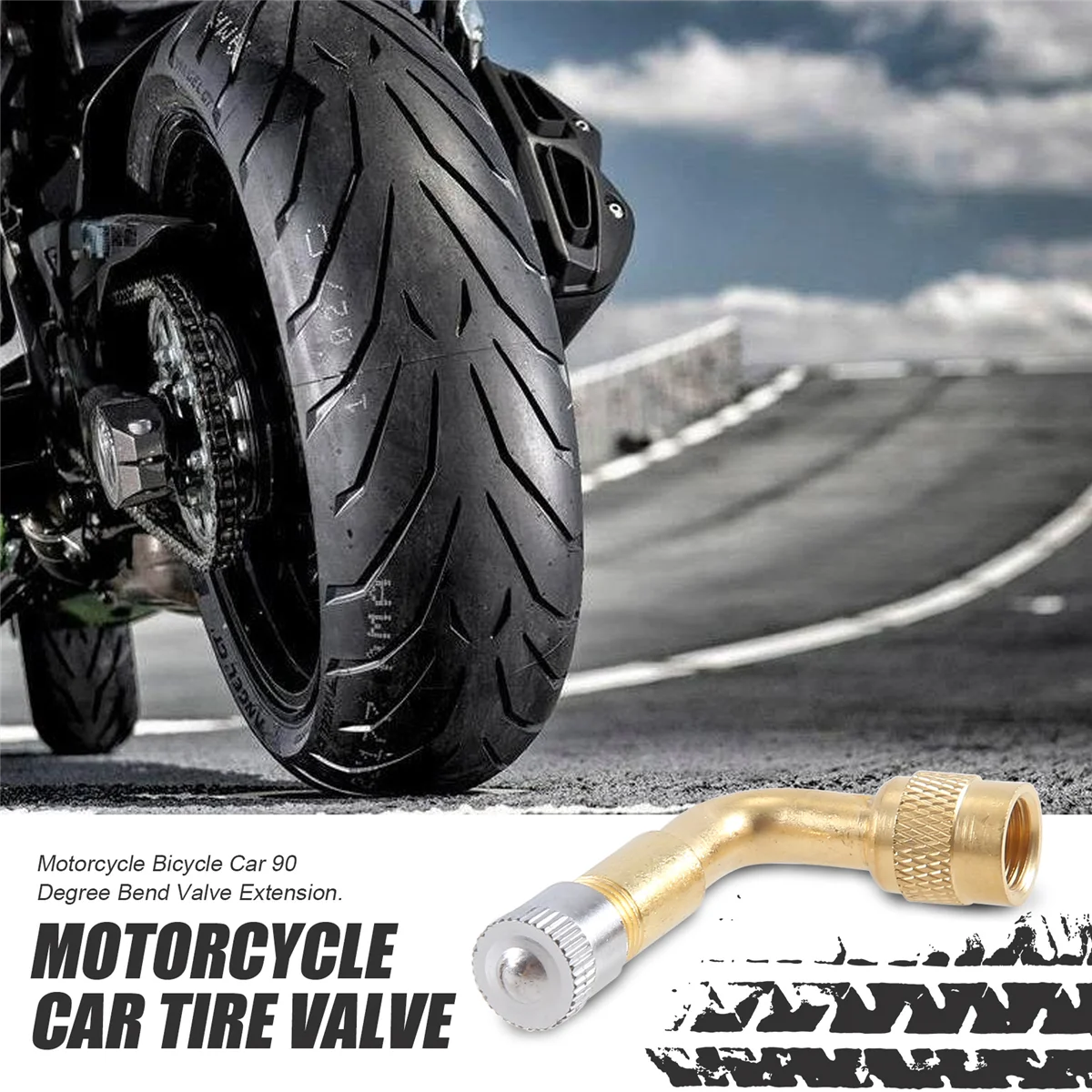 Adaptateur d'Extension de Valve pour Voiture et Moto, Courbe Résistante à 90 °