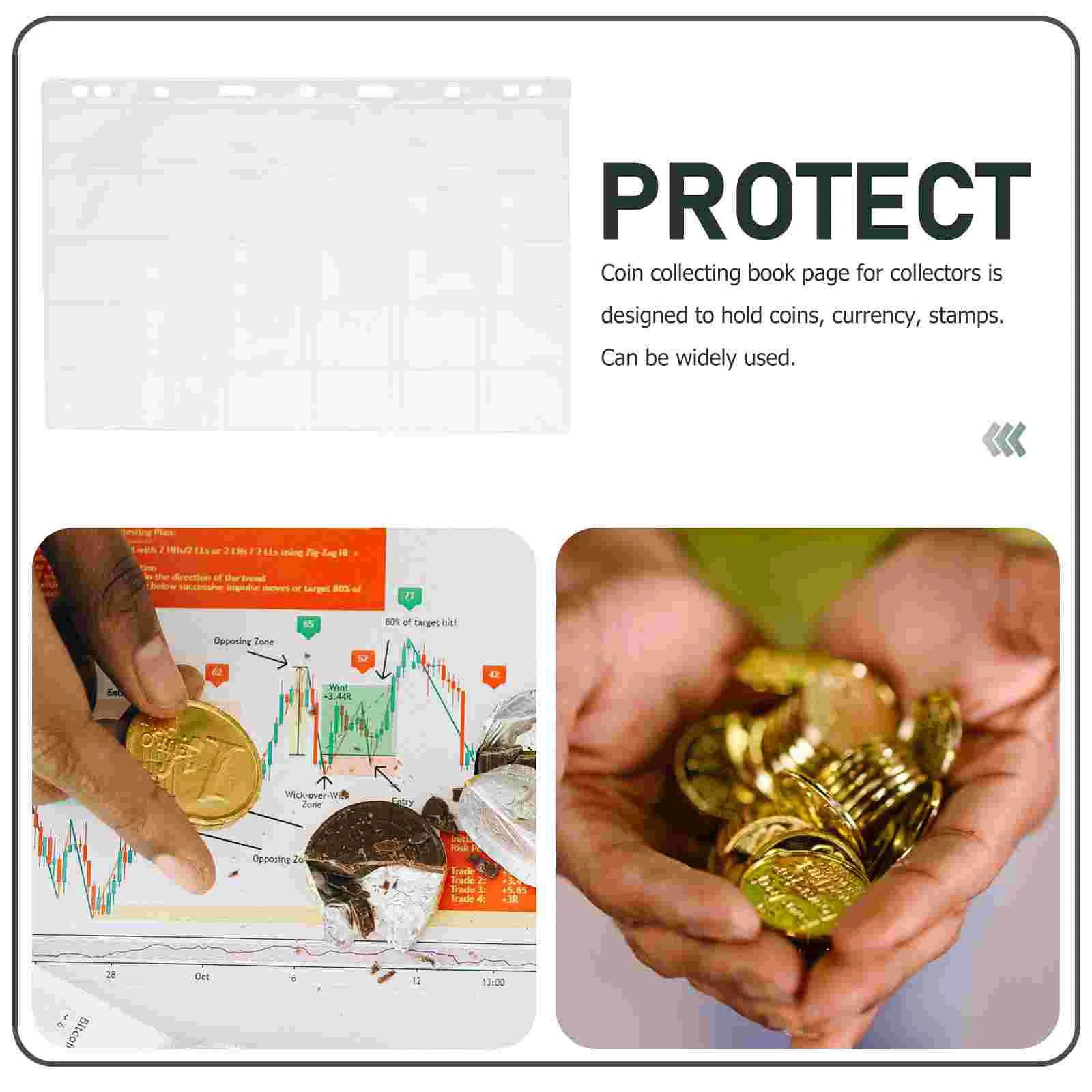 10 แผ่นสะสมเหรียญหน้า Binder คลิปหนังสือสําหรับสะสมอุปกรณ์ Pantry Pvc