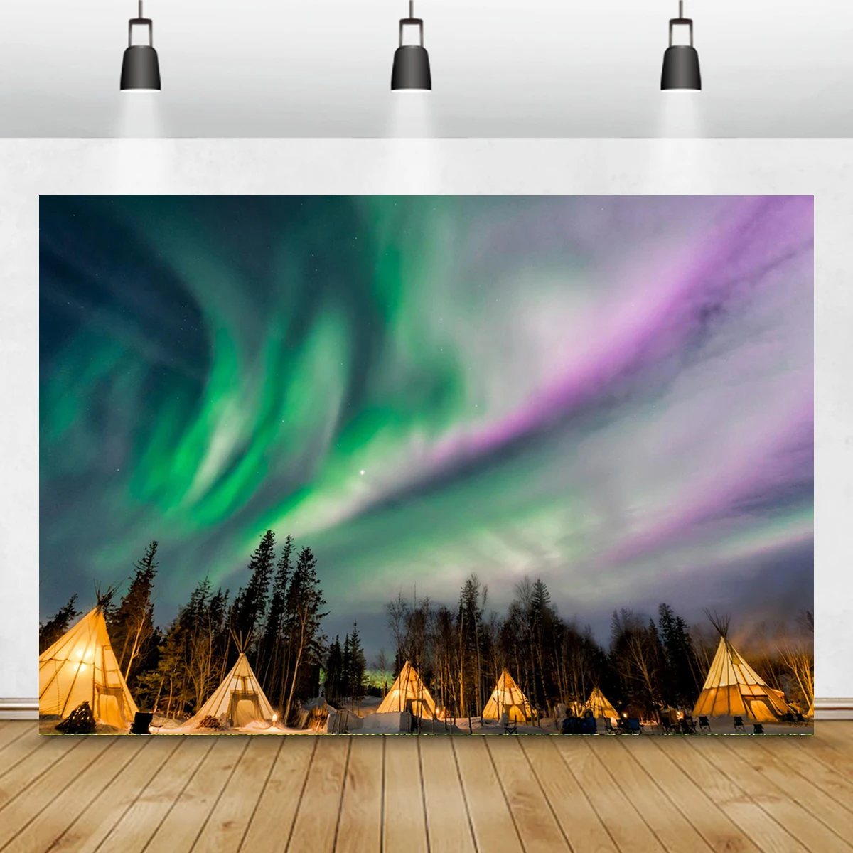 8x6ft Aurora Cabin Fishing Road Backdrop River Living Room Decoration School Art Photography Background Theme Party Bar Decor