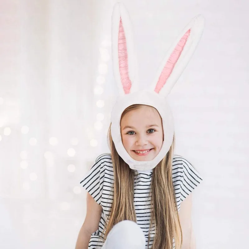 

Easter Bunny Hat Ear Funny Plush Hood Women Costume Rabbit Hat Cosplay Halloween Party Holiday Hat
