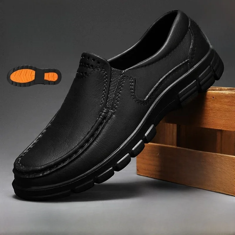 Men's Chef Shoes Anti-Slip Waterproof Oil-Resistant Low-Top Rain Boots Breathable Casual Black One-Step Labor Protection Leat...