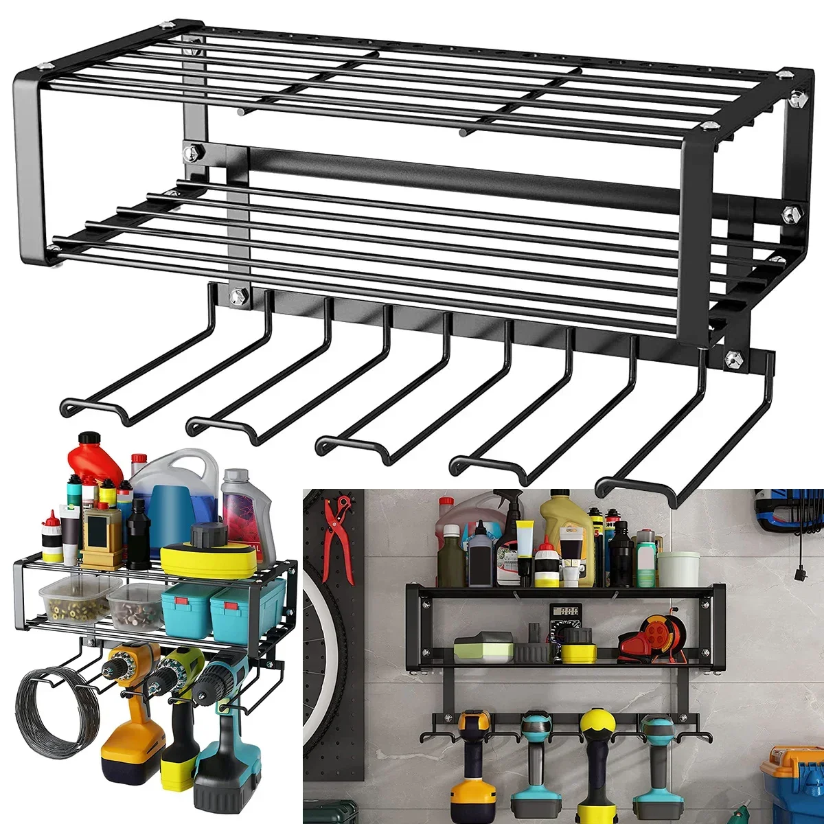 

Power Tools Organizer Heavy Duty Tool Storage Wall Floating Shelf Electric Drill Tool Storage Garage Workshop Wrench Organizer