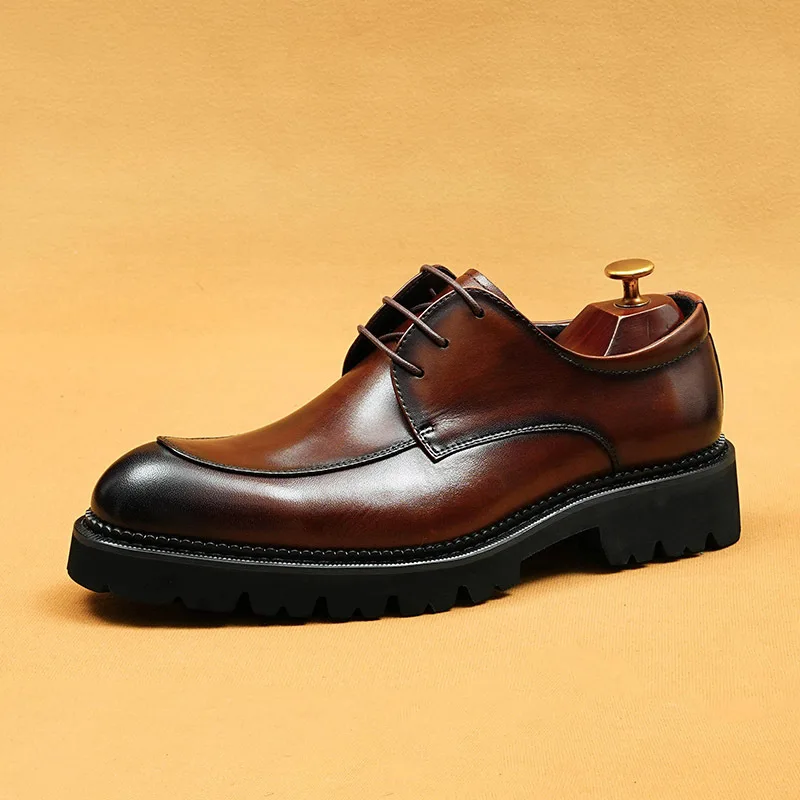 Zapatos Oxford de cuero genuino de lujo para hombre, zapatos clásicos negros y marrones, vestido Brogue con cordones, zapatos formales para boda, oficina y negocios