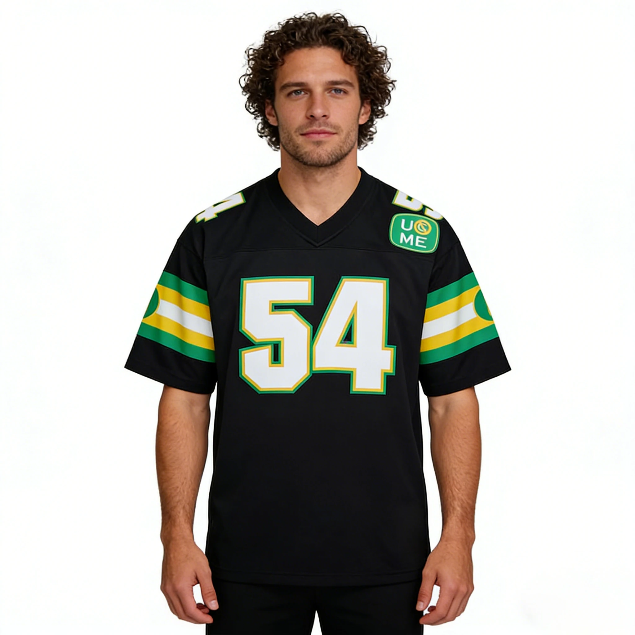 John 54 Cena Black Soccer Jersey Printed Pattern High Quality Fan Apparel Sports Jersey Breathable Team Jersey Men Women Officia