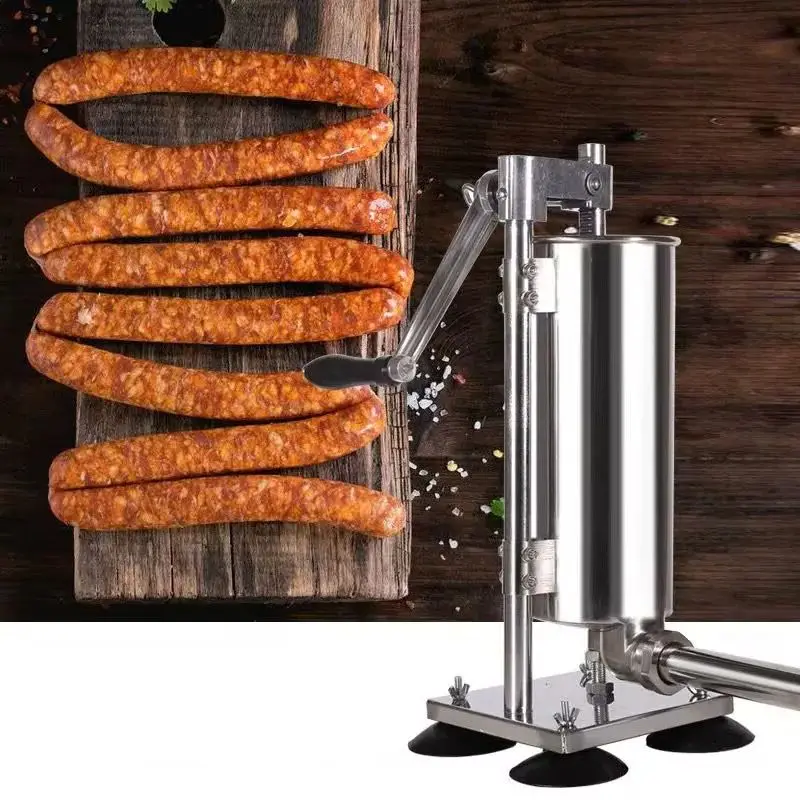 Vertical Hand Crank Stainless Steel Sausage Stuffer for Household Use Commercial Stuffing Machine Kitchen Tool 2025