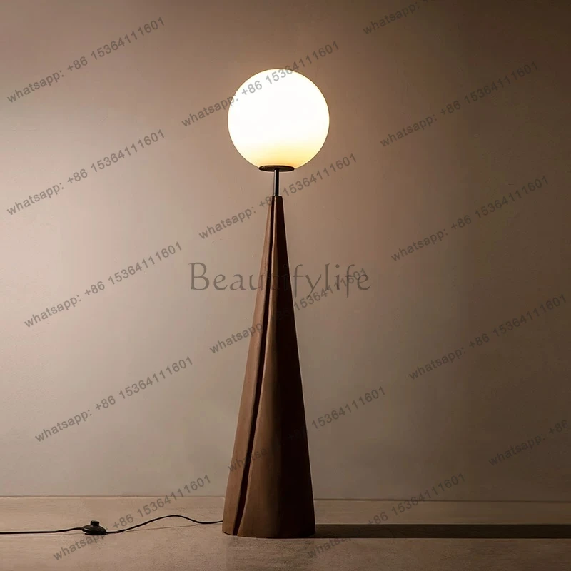 Solid wood carving art ornament minimalist Nordic designer floor decoration can shine