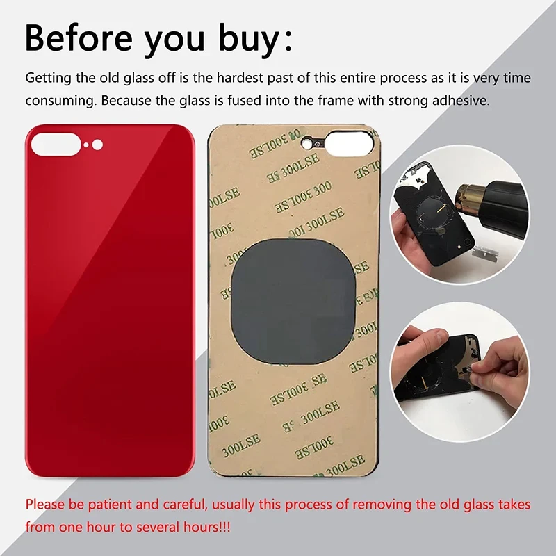 Big Hole Back Screen Glass Replacement Parts For iPhone 8 Plus Back Cover Glass With Back Adhesive For 8Plus,A1864,A1897,A1898