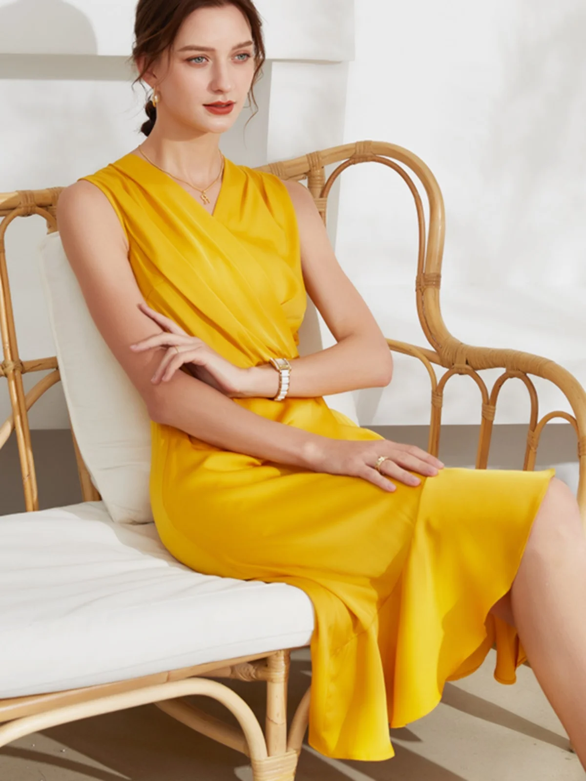 

TaoMai Тяжелая шелковая макси-платье с v-образным вырезом и кружевной отделкой, женская летняя модная элегантная простая длинная юбка с высокой талией