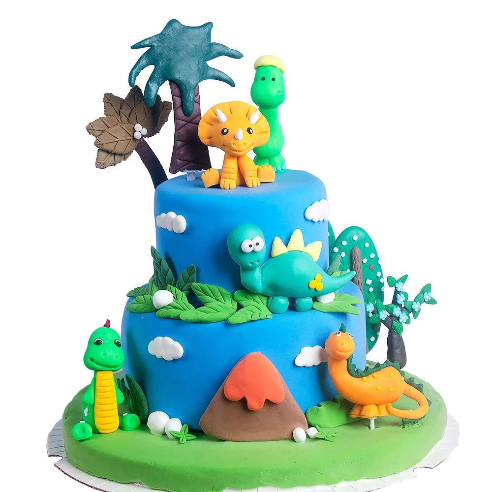 

Cake Topper Dino for Children Boy Dinosaur Birthday Favors Supplies T-rex Raptor Figure Doll Jurassic World Party Decorations