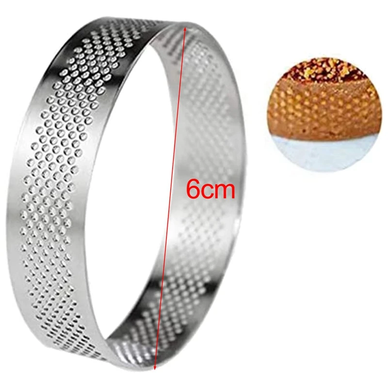 12 Pack Stainless Steel Tart Rings,Perforated Cake Mousse Ring,Cake Ring Mold,Round Cake Baking Tools 6cm