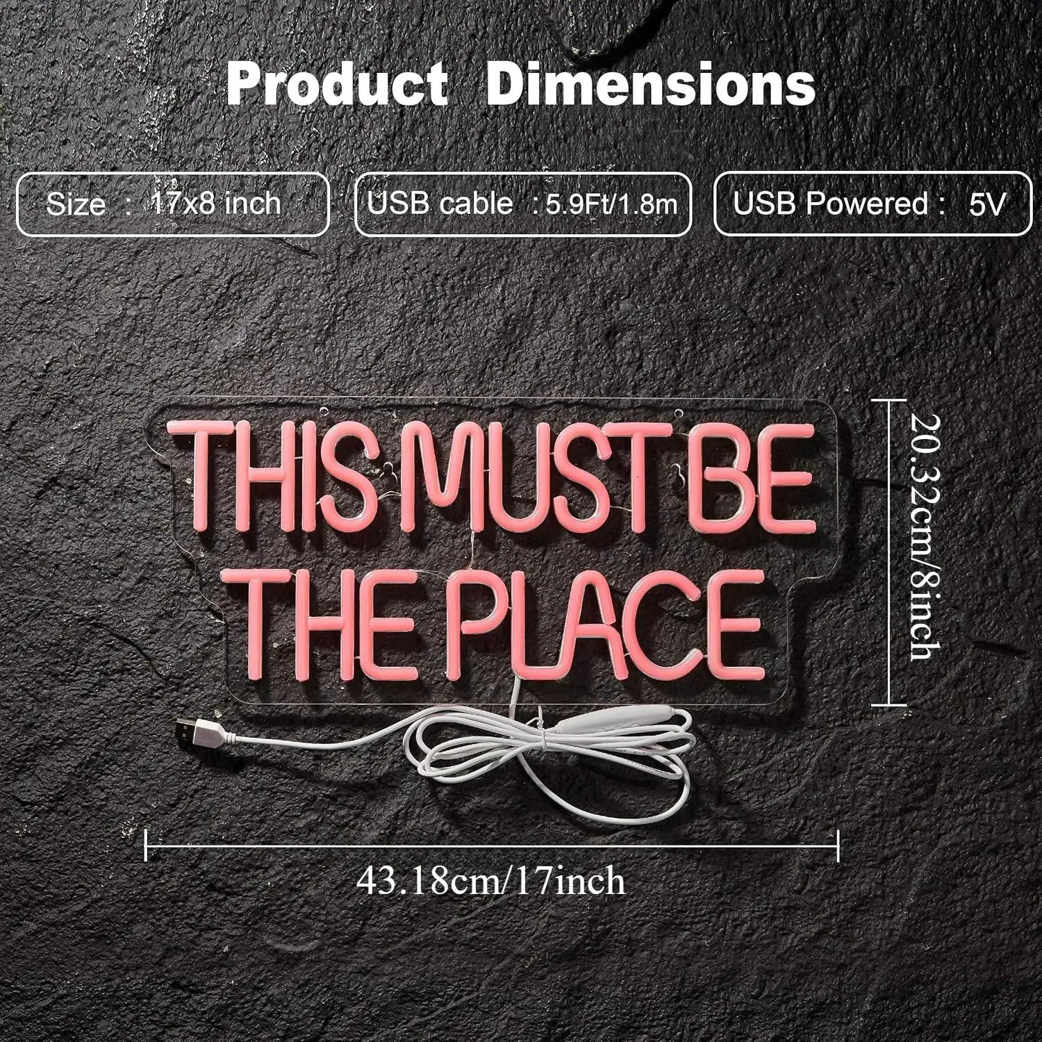 This Must Be The Place Neon Sign USB Dimmable LED Light for Bedroom Bar Pub Cafe Home Party Wall Decor Art Night Light Gifts - view 5