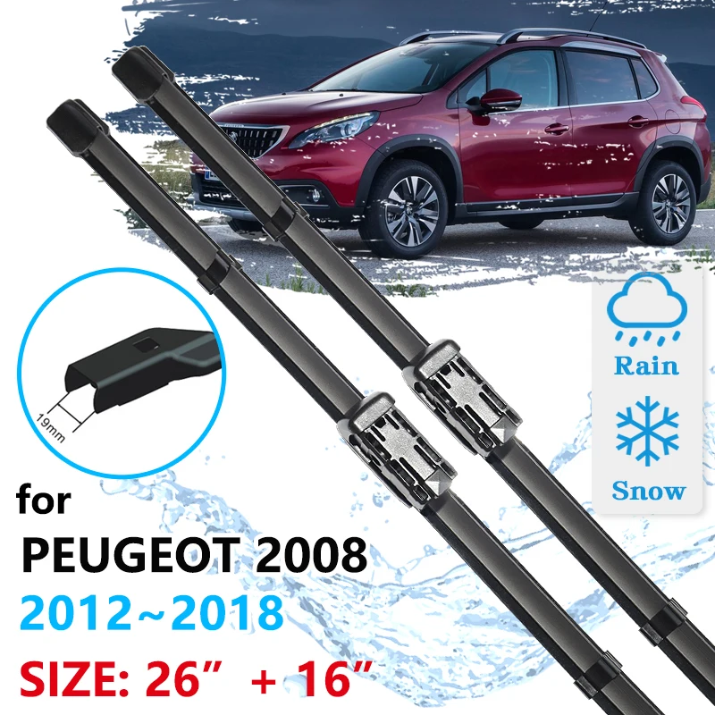 For Peugeot 2008 2012 2013 2014 2015 2016 2017 2018 Brushes Windscreen Windshield Car Accessories Window Car Front Wiper Blades