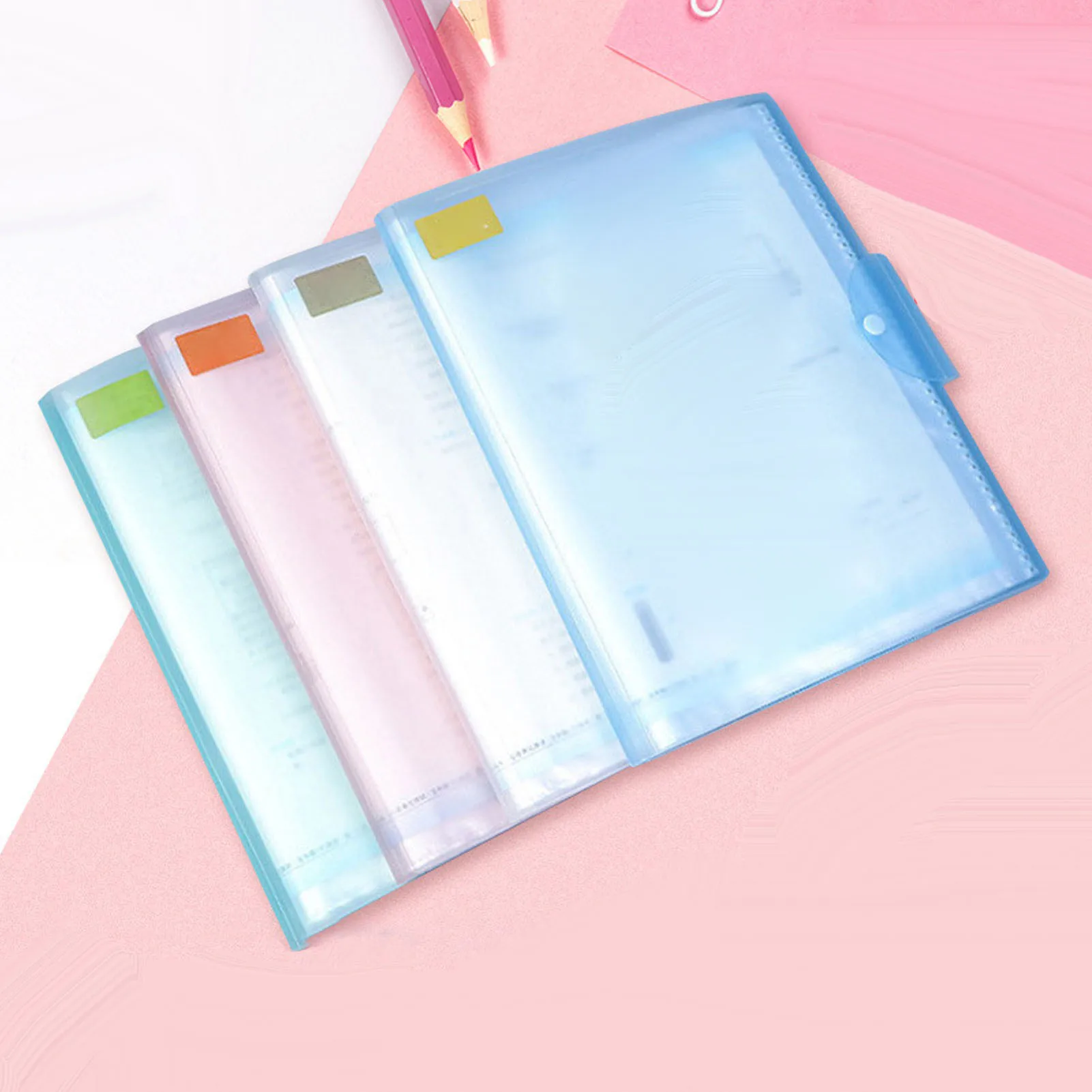 File Folder A3 Size Multi Pockets PP Clear Round Edge Document Organizer Matching Buckle Lock Office School Students Folder