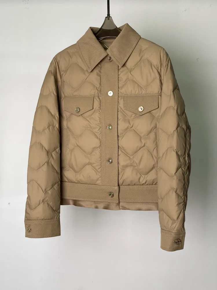 الخريف الشتاء النساء Argyle قصيرة أسفل معطف ترتيب الأسرة طوق واحدة الصدر سترة منفوخة أوزة أسفل الدافئة يندبروف ملابس خارجية #2