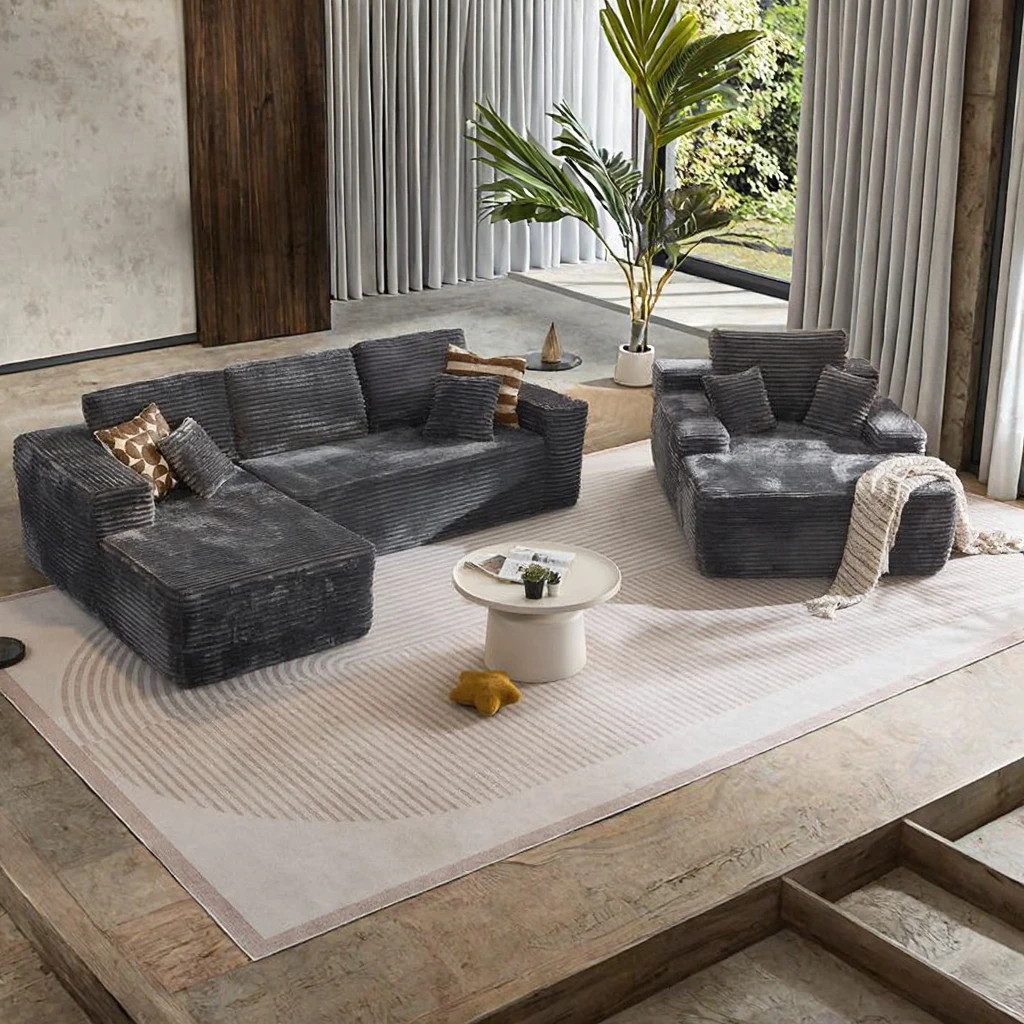 

# Convertible Sofa & Reading Chair Set Modern Sectional Couch Living Room