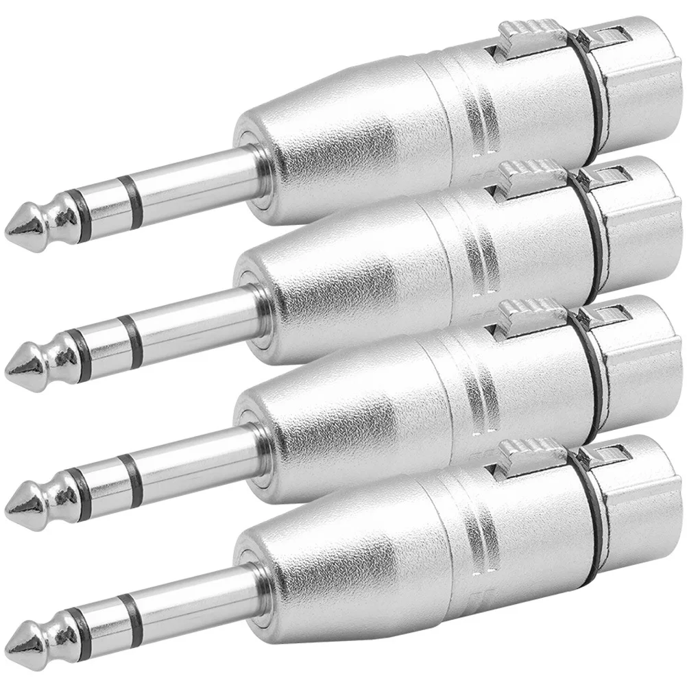 

4Pcs 6.35mm Audio Adapters Microphone Connectors Stereo Headphone Jack Adapter Male to Female Adapter for Electric Guitar