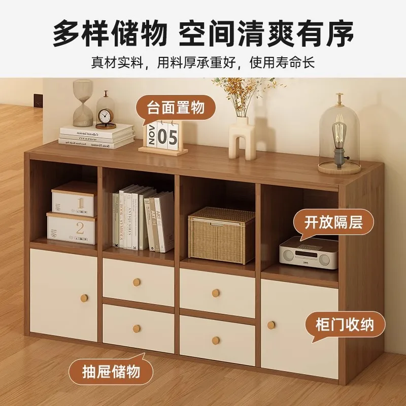 Bookcase Living Room Partition Side Cabinet Multi-layer Floor Locker Drawer Storage Locker White Lattice Cabinet Bookshelf