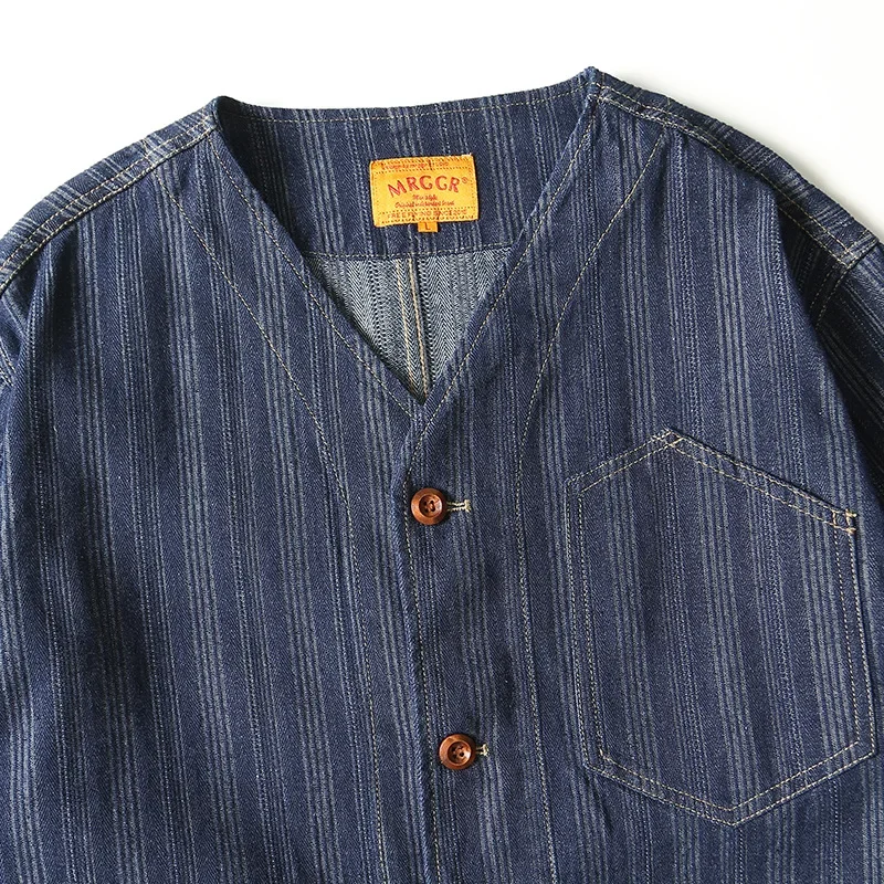 Японская винтажная ретро модная джинсовая куртка с v-образным вырезом и несколькими карманами для мужчин и женщин, пальто-кардиган