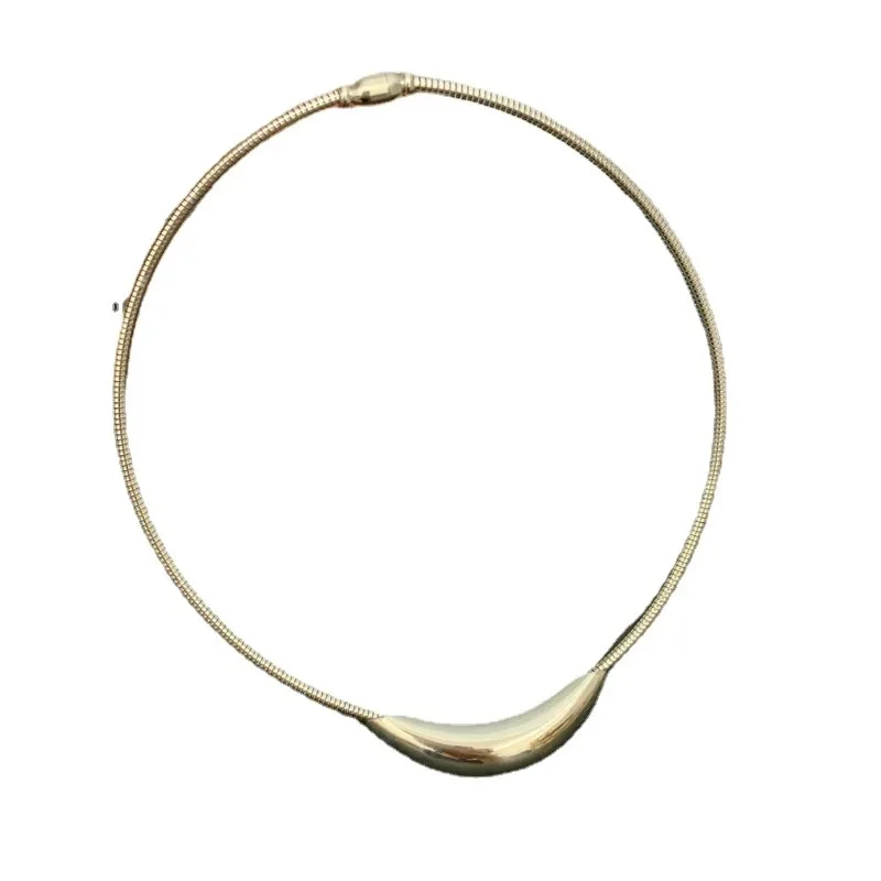 Fashion Jewelry 2023 Trend New Metallic Stainless Steel Silver Plated Gold Color Choker Necklace For Women Girl Gift