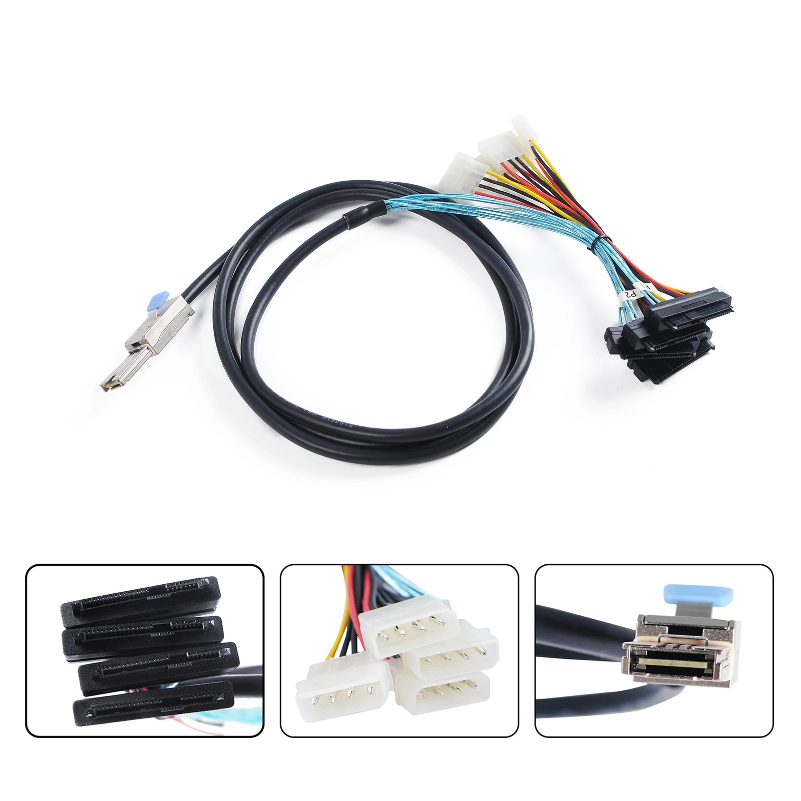 Cabo de alimentação externo Mini SAS HD SFF-8644 para 4 x 29 pinos SAS SFF-8482 IDE 100/200cm