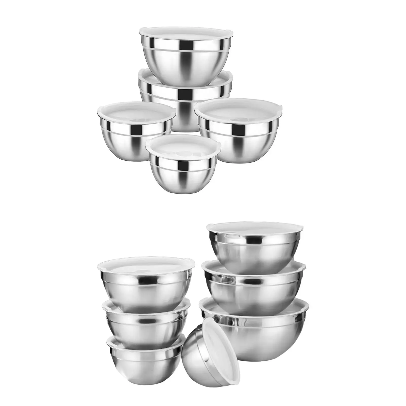 

Stainless Steel Mixing Bowls with Lids Set Nesting Mixing Bowl Home Sturdy Food Storage Organizers Dishwasher Bowl Set Dining