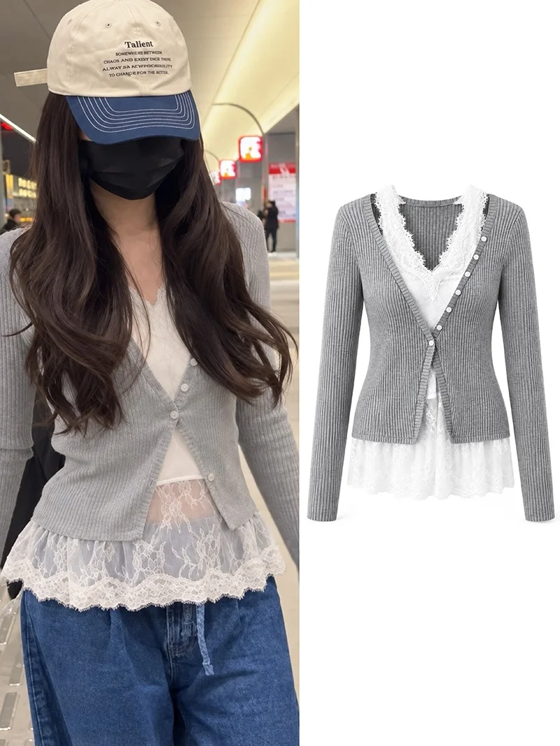 cardigan-in-maglia-con-bordo-in-pizzo-stile-ballet-ideale-per-essere-indossato-a-strati-con-design-a-inserti-senza-maniche-modello-aderente-in-cotone-e-poliestere-maglietta-da-donna
