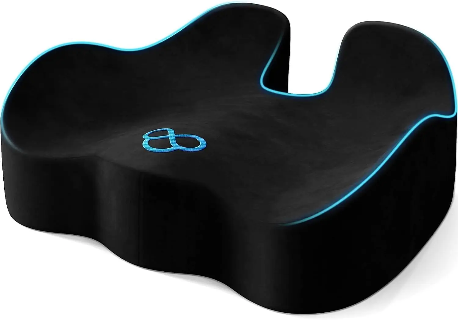 Memory Foam Seat Cushion with Handles, Non-Slip Coccyx Support Pillow for Car Office Chair, Black-XL