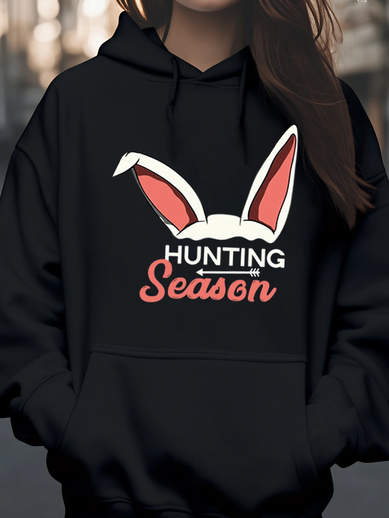 آذان الأرنب موسم الصيد طباعة هوديي عيد الفصح ملابس غير رسمية النساء