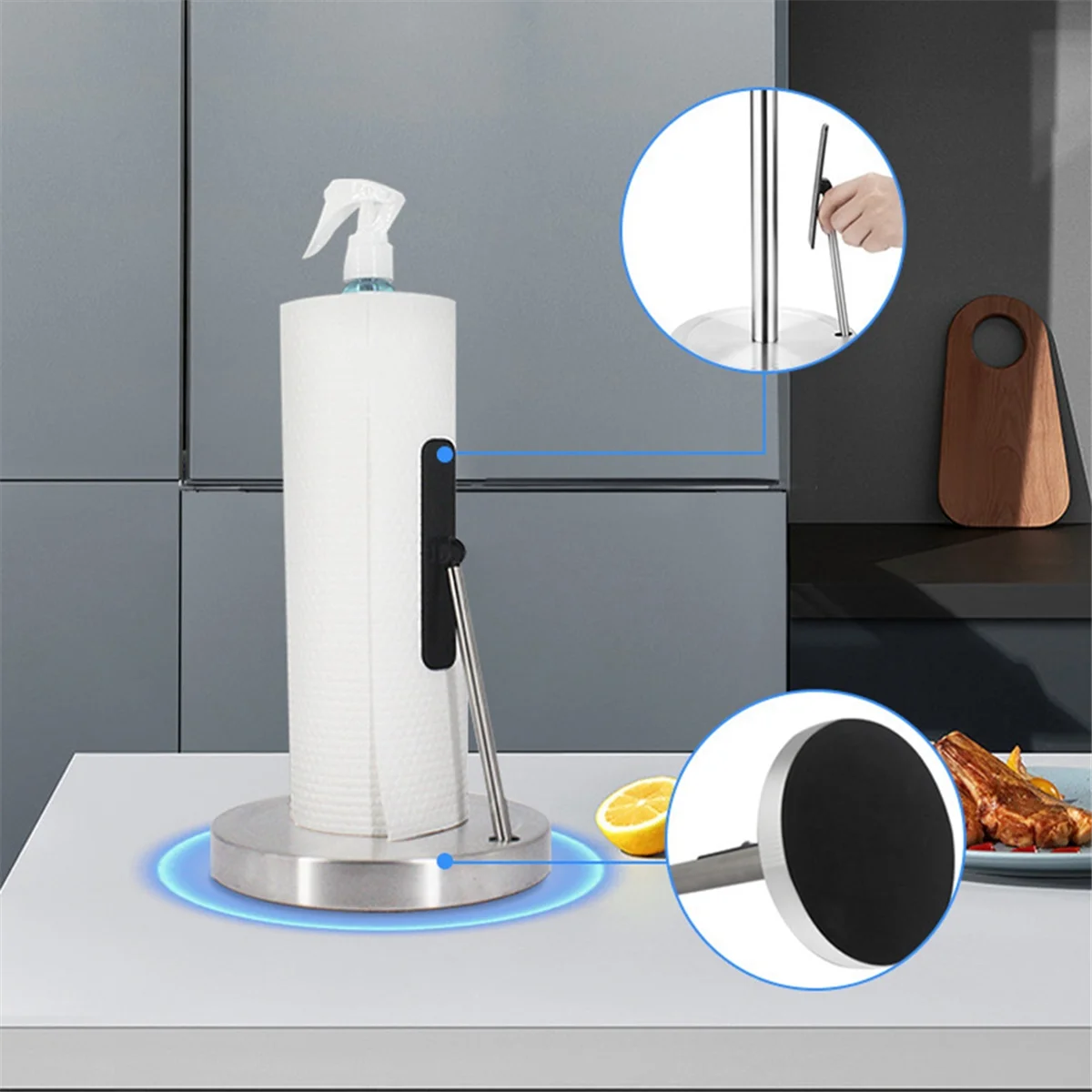 

Paper Towel Holder2 in 1 Paper Towel Holder with Bottle, Countertop Paper Towels Holders Stand Under Cabinet Papertowels Roller