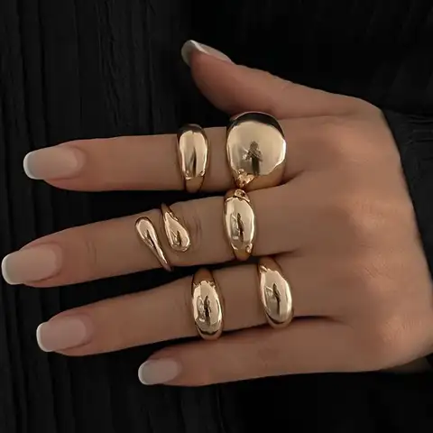 DIEZI 6pcs/set Fashion Cuff Open Rings For Women Men Girls Punk Gold Silver Color Geometric Metal Knuckle Joint Ring Jewelry