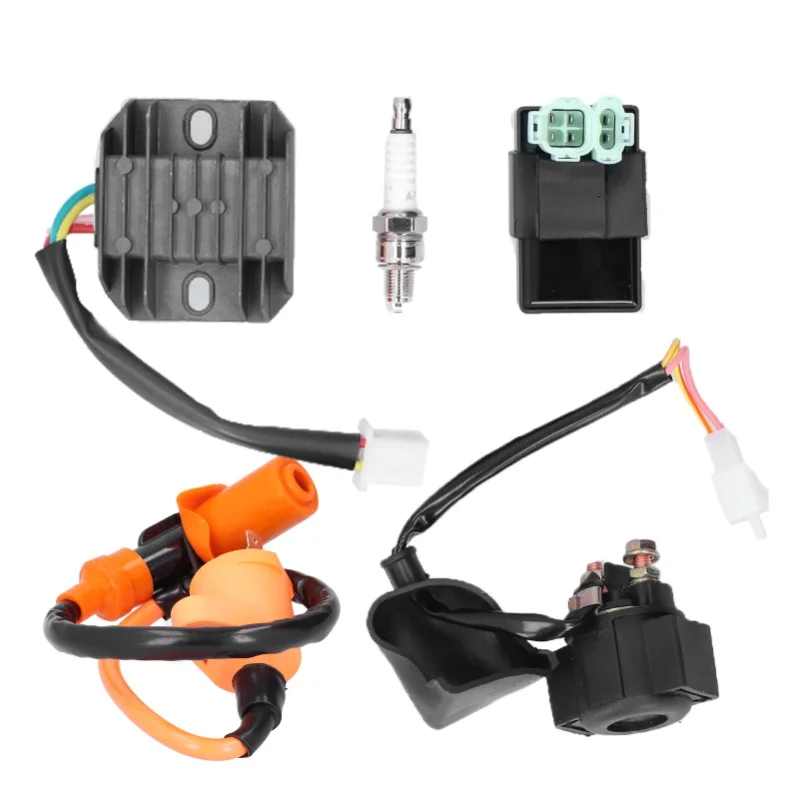 Ignition Coil Rectifier Solenoid Relay Spark Plug 6-Pin AC CDI Kit Fit For GY6 50cc 150cc 125cc Racing ATV Scooter
