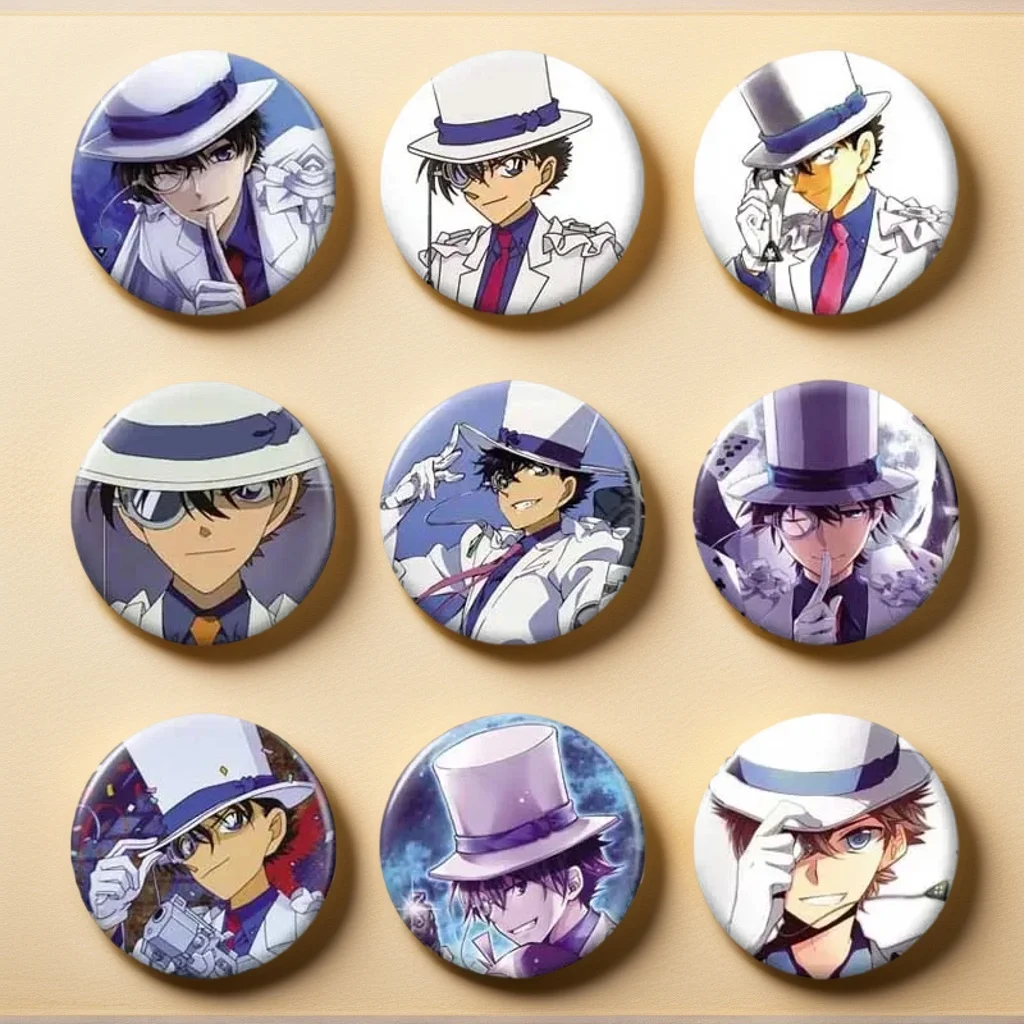 

9pcs/set Anime Kuroba Kaito Cartoon Badge Conan Brooch for Men and Women's Clothing & Accessories
