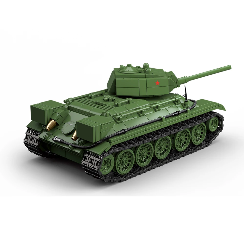 World War 2 WW2 Army Military Soldiers MOC Weapon Soviet T34/76 Medium Tank DIY ​Building Blocks Bricks Toys For Gift ﻿