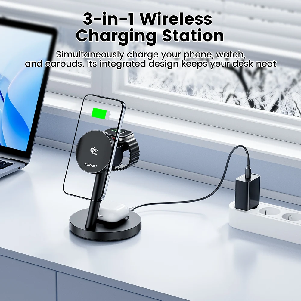 caricatore-wireless-magnetico-toocki-qi22-25w-3-in-1-con-ricarica-rapida-e-supporto-da-tavolo-per-iphone-17-16-15-apple-watch-e-auricolari