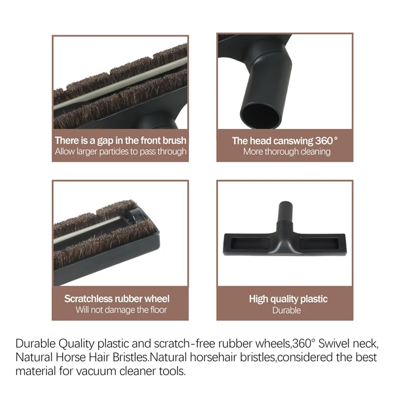 B98A Universal 32mm Horse Hair Square Brush Vacuum Cleaner Attachment Floor Brush
