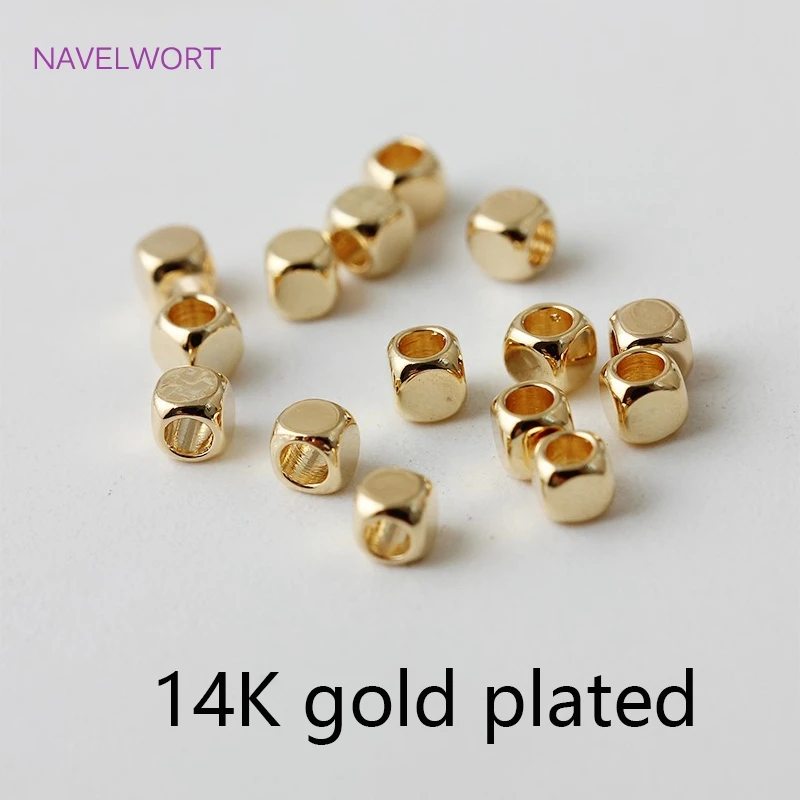 2/3/4 mm hohle Würfelperlen, 18 Karat vergoldete Messing-Abstandsperlen, Trenner für Perlen, DIY-Schmuckherstellungszubehör, Großhändler – Detail 15