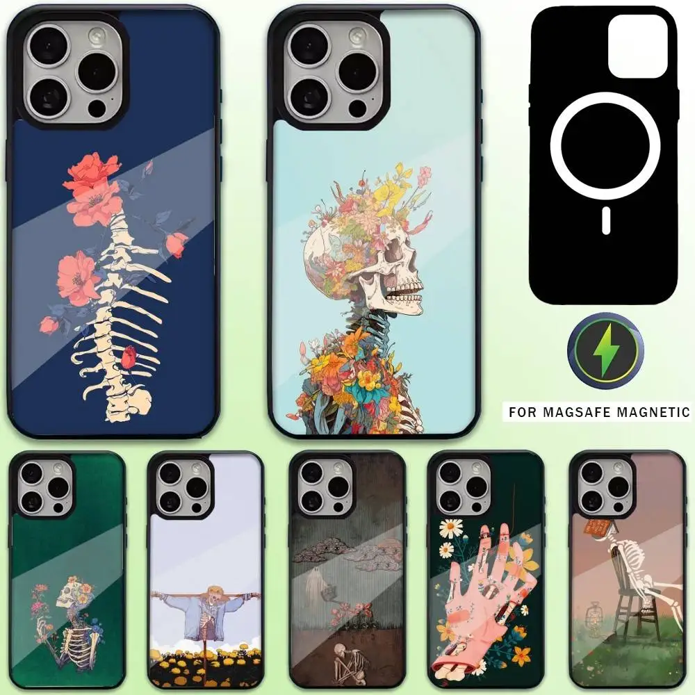 

artistic skull Phone Case For iPhone17,16,15,14,13,12,11 Plus,Pro Max Magnetic Magsafe Wireless Charging