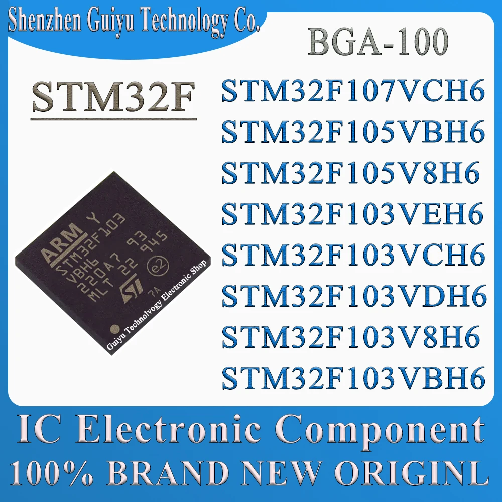 

STM32F103VBH6 STM32F103V8H6 STM32F103VDH6 STM32F103VCH6 STM32F107VCH6 STM32F103VEH6 STM32F105V8H6 STM32F105VBH6 STM32F BGA100 IC