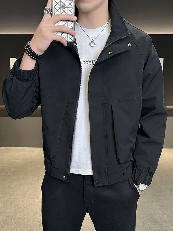 ربيع الخريف جديد Sle الرجال عارضة Jaet مع كيت كبير الوقوف طوق سستة ألياف البوليستر الشباب Faion ملابس خارجية #2