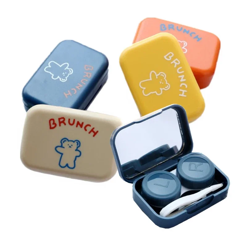 Cute Bear  Contact Lens Case for Travel Women Contact Lens Cases Kit Holder Container Party with Mirror Lenses Box