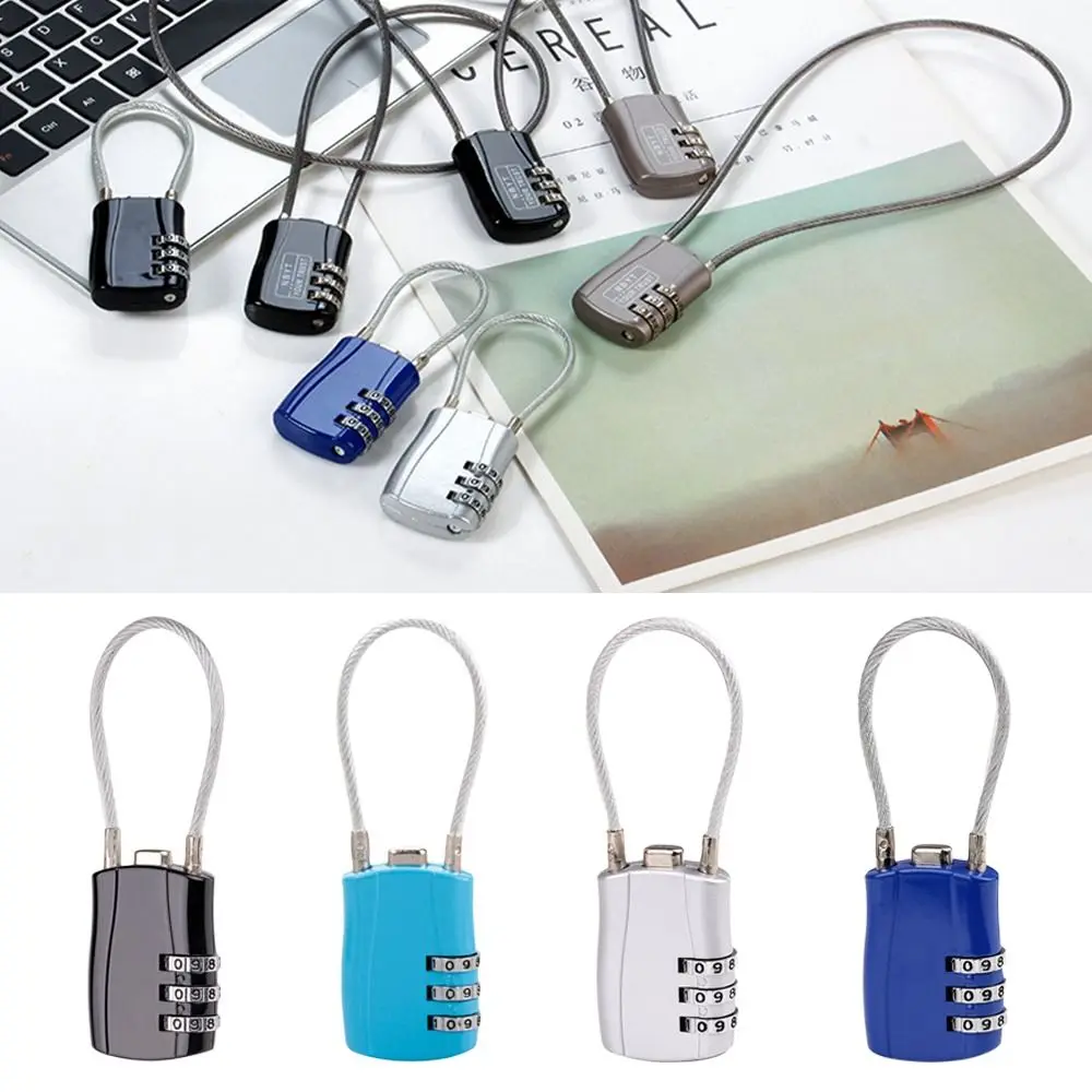 Anti-theft Wire Rope Padlock 3-digit Locks Zinc Alloy Code Security Lock Number Code Security Smart Combination Lock