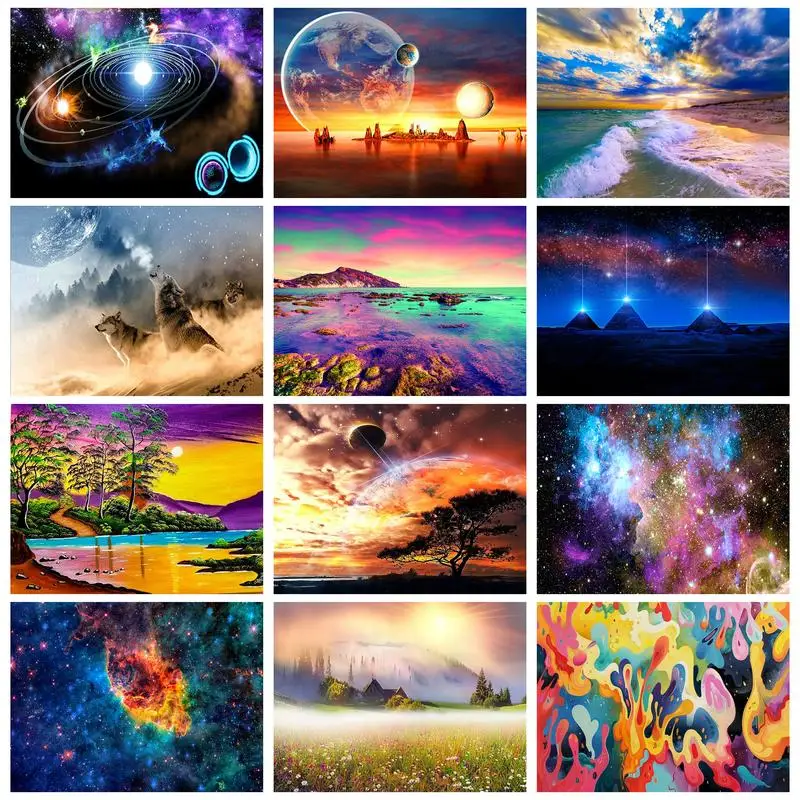 

RUOPOTY Full Round Kits Diamond Painting Abstract Landscape Handmade Rhinestones Diy Gift Embroidery Sale Home Decor Diy Gift