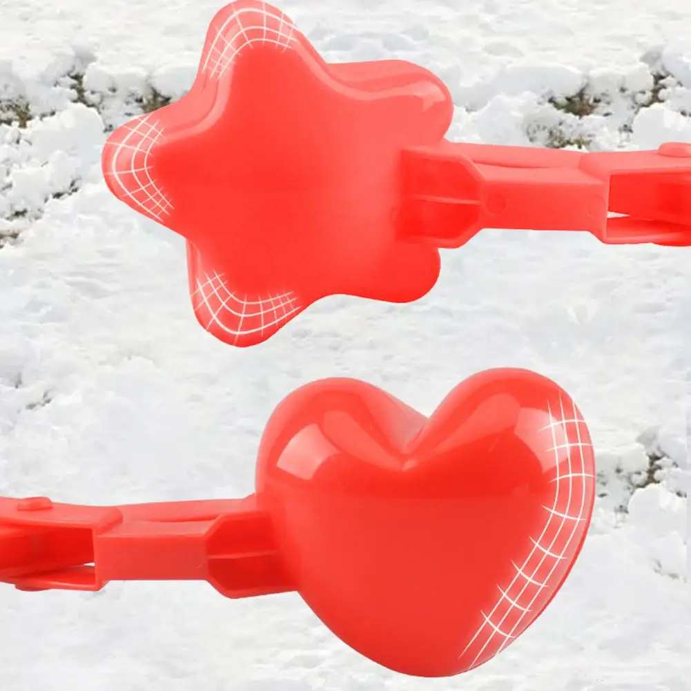 Kids Snowball Tool Winter Snowball Maker Toy Set for Kids Outdoor Snow Fights Love Heart Star Shape Clip Kit with for Making