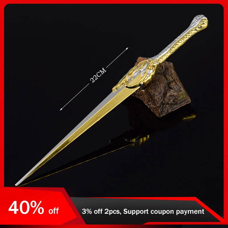 22cm Ring King Film Peripherals Weapon Model Elven Swordsman All Metal Medieval Knife Toy Sword Ornaments Figure Gift Collection