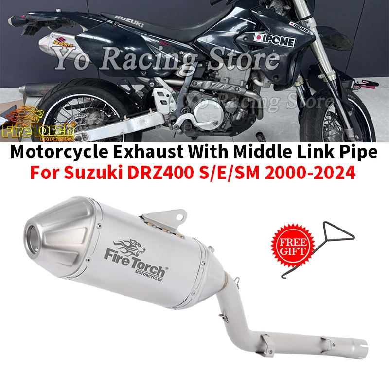 

Slip On For SUZUKI DR-Z400 DRZ400 DRZ-400 DR Z400 SM S E 2000 - 2024 Motorcycle Exhaust System Escape Muffler With Mid Link Pipe