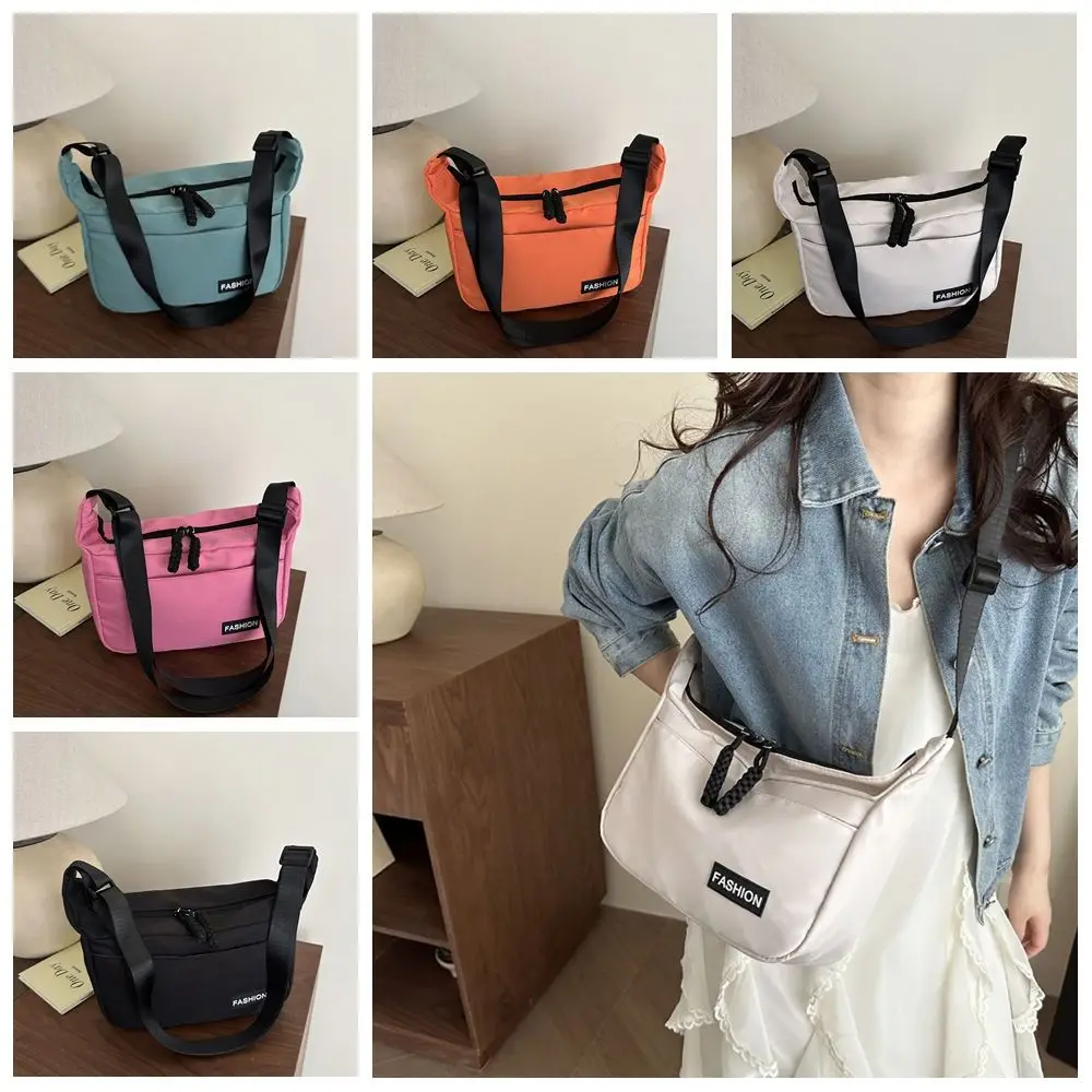 

Fashion Korean Style Square Message Bag Causal Large Capacity Nylon Crossbody Bag Solid Color Sports Shoulder Bag Female