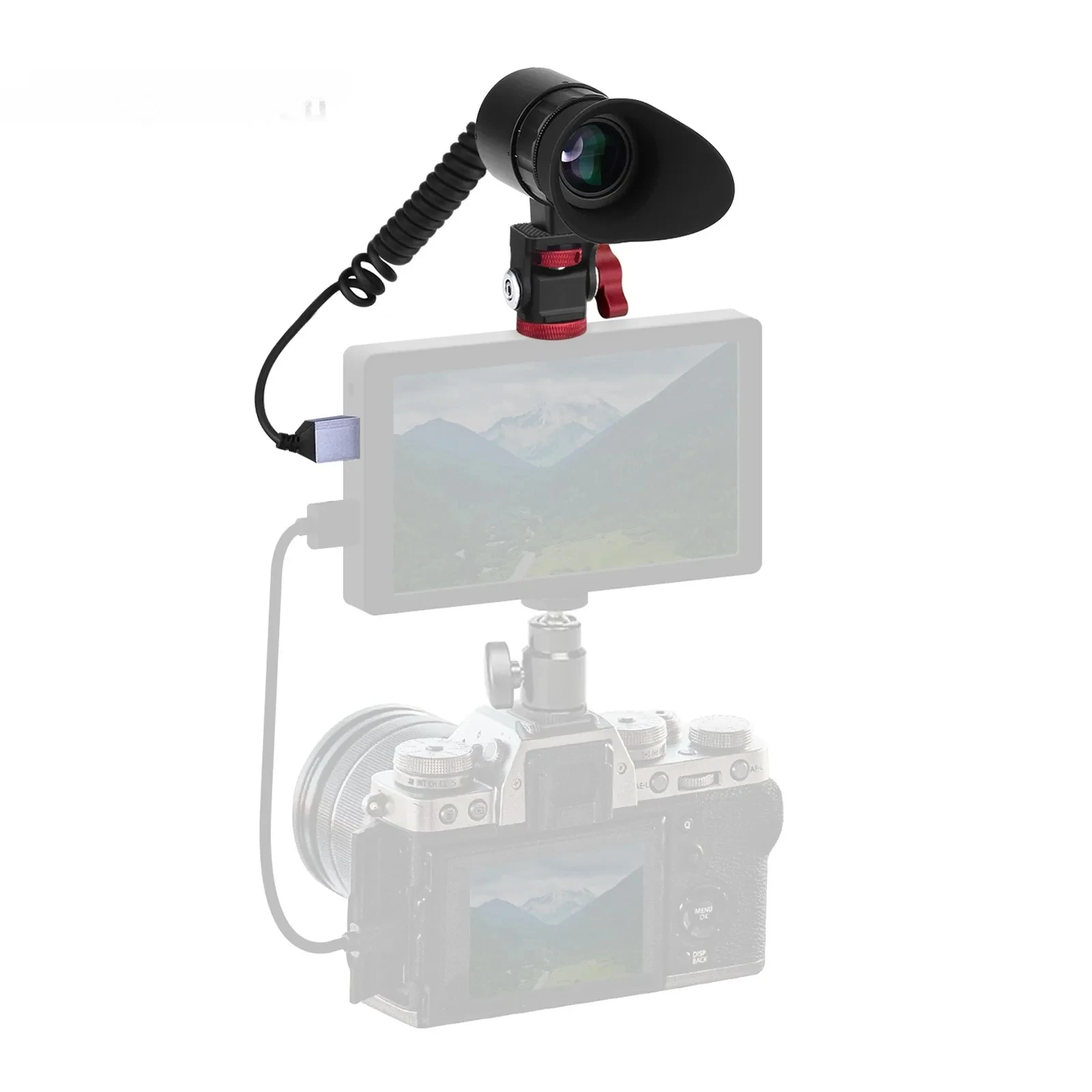 V780H-EVF Portable Large Screen HDMI-compatible Electronic Viewfinder Photographic Camera External Display with Hot Shoe Holder