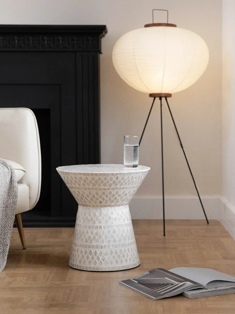 Luxury Natural Shell Coffee Table,Home Living Room,TV Cabinet,Sofa,Side Rotundity Corner Tables Solid Wood Furniture