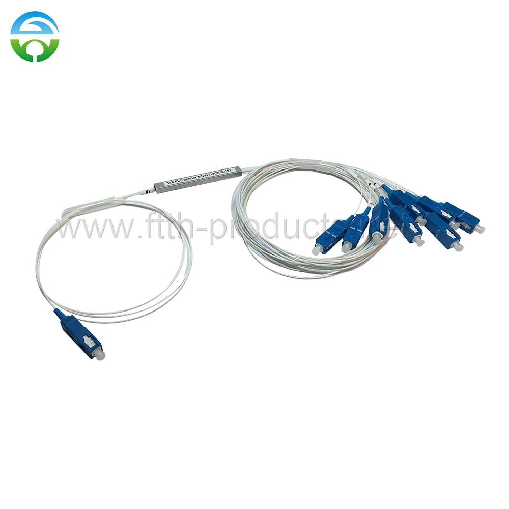 Free Shipping 5 pcs Fiber Optical 1x8 PLC Splitter G657A1 0.9mm SC/PC 1.5m